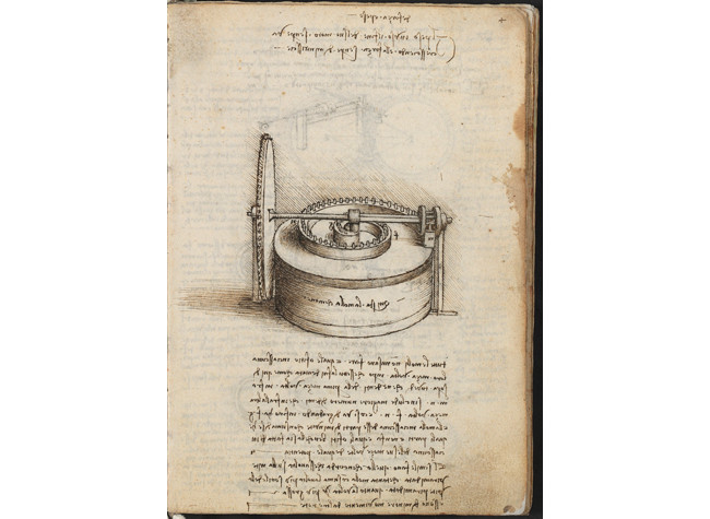 Leonardo da Vinci, Tipos de elementos mecánicos. BNE, Codex Madrid I (Mss. 8937), f. 4r.