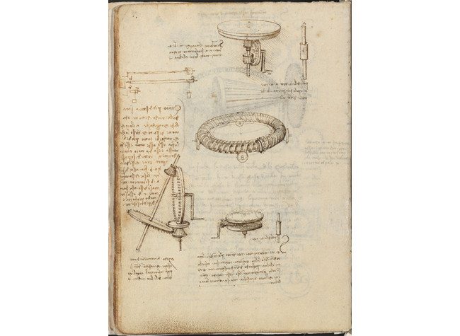 Leonardo da Vinci, Tipos de elementos mecánicos. BNE, Codex Madrid I (Mss. 8937), f. 16v.
