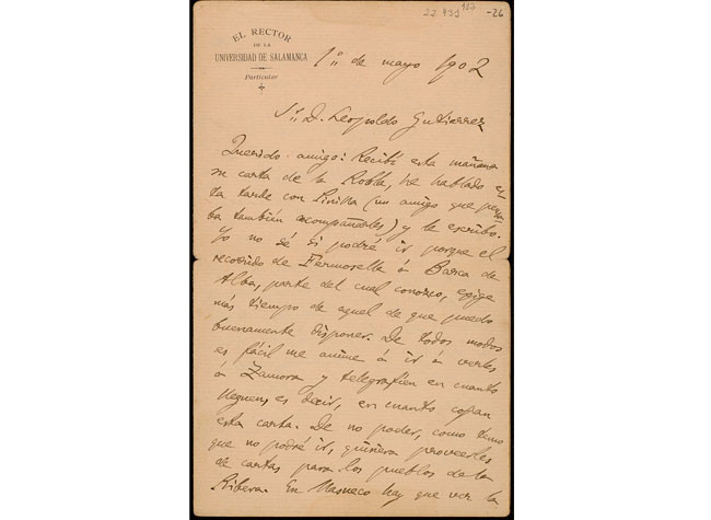 Cartas y tarjetas postales de Miguel de Unamuno a Leopoldo y Ricardo Gutiérrez. 1896-1917