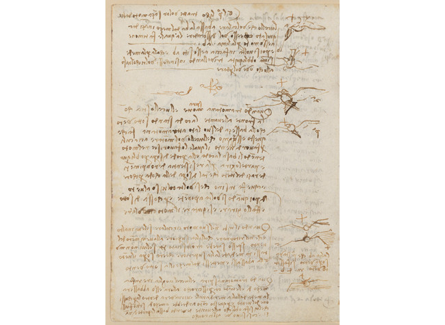 Leonardo da Vinci, Descripción del vuelo de las aves. BNE, Codex Madrid II (Mss. 8936), ff. 83v, 101 r-v, 102r.