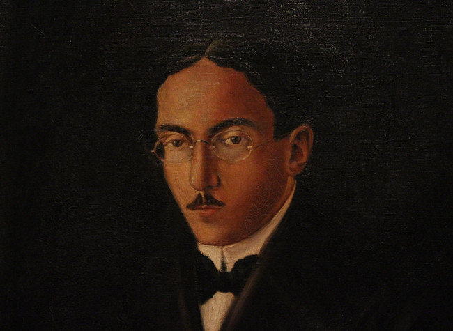 Retrato de Fernando Pessoa realizado por el pintor Rodriguez Castañé