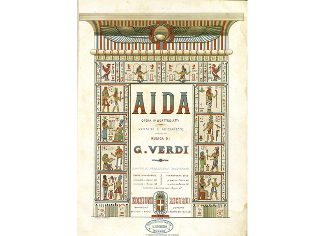 Partitura de Aida: opera in quattro atti versi di A. Ghislanzoni ; musica di G. Verdi ; [riduzione di Luigi Rivetta], ca. 1888. MP/874, BNE