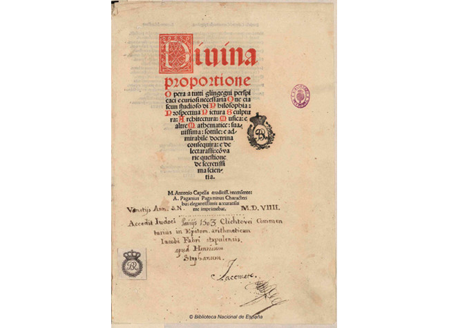 Diuina proportione opera a tutti glingegni  (...) por Luca Pacioli (1509). BNE, R/20168(1)