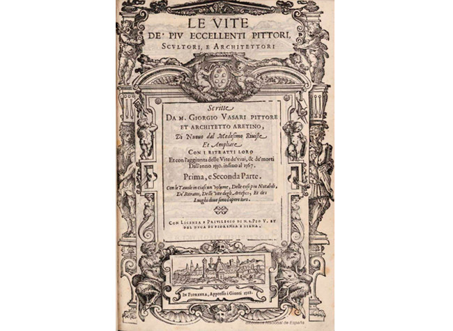 Le vite de più eccellenti architetti, pittori (...) por Giorgio Vasari (1511-1574). BNE, RI/34<1