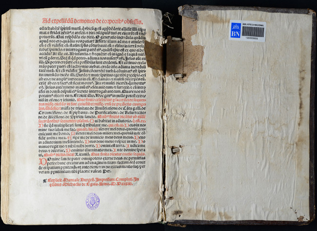 Eguía, Miguel de, imp . Manuale sacramentorum secundum vsum sancte Ecclesie Burgen¯ nouiter impressum cum quibusdam additionibus ... [Texto impreso] . Compluti In edibus Michaelis de Eguia 1534 . BNE, R/6495