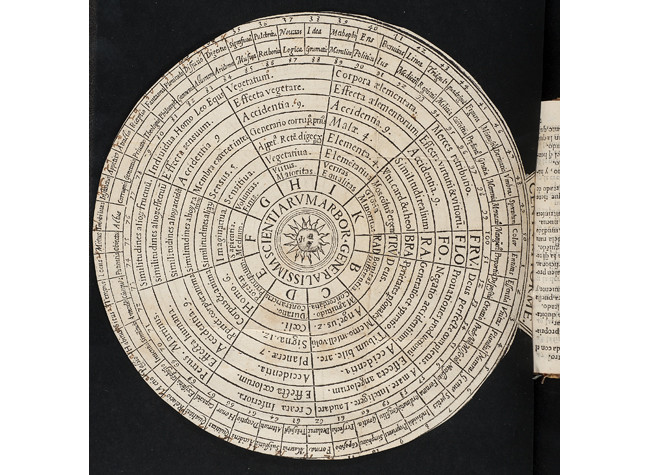 Arte general para todas las sciencias, en dos instrumentos : recopilada del Arte magna y Arbor scientiae del Doctor Raymundo Lull (1586). BNE R/8363/57v