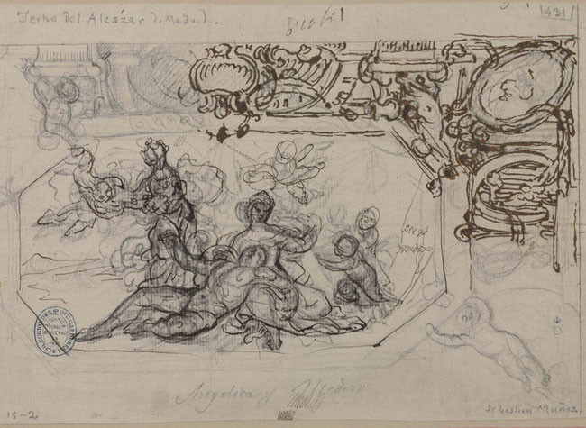 Angélica y Medoro de Sebastián Muñoz (1685-1686). BNE, DIB/15/2/27