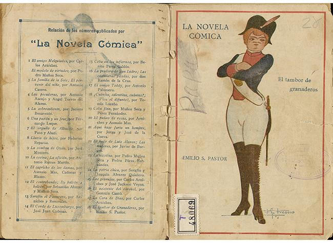 El tambor de granaderos [Texto impreso] : zarzuela cómica, en un acto y tres cuadros, original y en prosa, 1917. BNE, T/48069