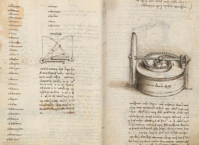 Tratado estática y mechanica. Leonardo da Vinci. BNE