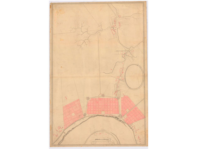 Plano de Nueva Orleans al final de la época española (180-). Aparecen los nuevos crecimientos extramuros. Archivo General Militar de Madrid