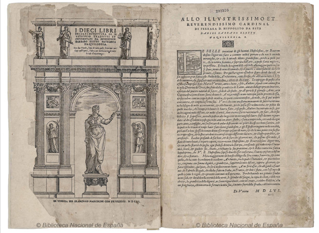 Marco Vitruvio Polión, I dieci libri dellarchitettura, 1556. BNE, R/33475