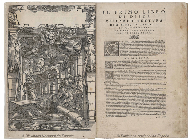 Marco Vitruvio Polión, I dieci libri dellarchitettura, 1556. BNE, R/33475