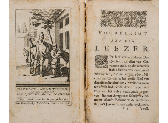 Segundo tomo del ingenioso hidalgo don Quijote de la Mancha. Holandés, Fernández de Avellaneda, Alonso (1706). BNE, CERV.SEDÓ/5419