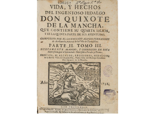 Vida y hechos del Ingenioso Hidalgo Don Quixote de la Mancha / compuesto por el Licenciado Alonso Fernández de Avellaneda. CERV.SEDÓ/4875
