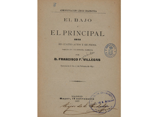 El bajo y el principal, por Francisco F. Villegas. 1897