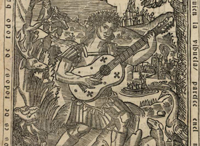 Joaquín Rodrigo. Músico con vihuela. BNE