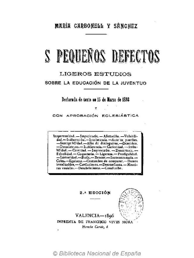 Los pequeños defectos, 1888