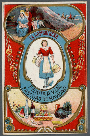 Felicitación navideña de la sombrerera