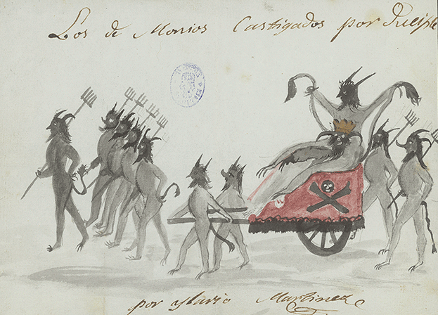 Dibujo de la escena de la mojiganga