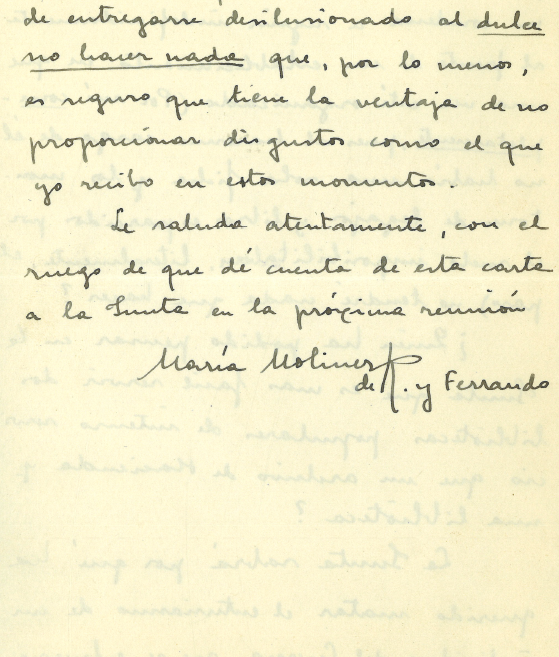 Carta autógrafa de María Moliner a Eugenio Lostau. Parte 3