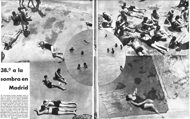 Madrileños bañándose y tomando el sol en el verano de 1935, en Mundo Gráfico