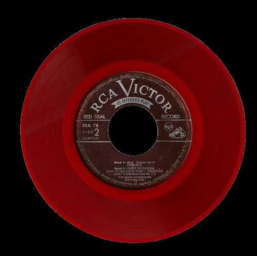 Imagen de un vinilo rojo de la discográfica RCA Victor